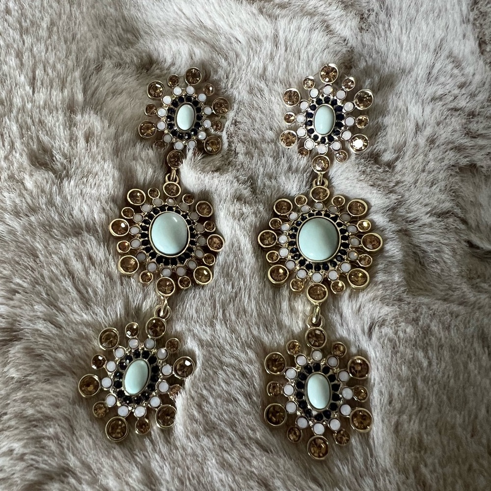 Chico's Gold and Mint Drop Earrings